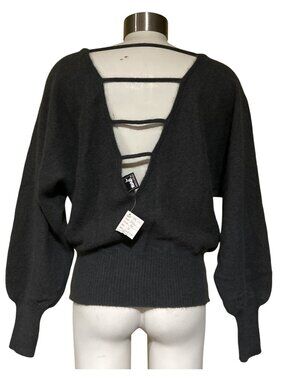 VTG 90s Mondi Batwing Angora Wool Sweater Gray Dolman Open Back 38 M Germany New